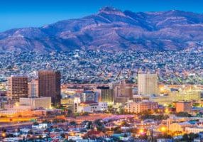 El Paso, Texas, USA downtown city skyline at dusk